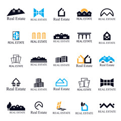 Real Estate Icons Set-Isolated On White Background-Vector Illustration,Graphic Design.For Web,Websites,App,Print,Presentation Templates,Mobile Applications And Promotional Materials.Different Logotype