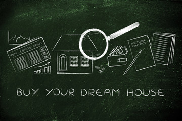 house, real estate data and contract, buy your dream house