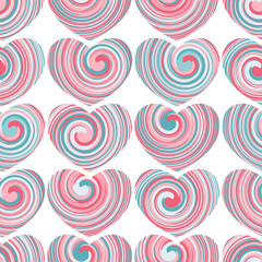 Fototapeta na wymiar Seamless background of hearts with pattern of swirls