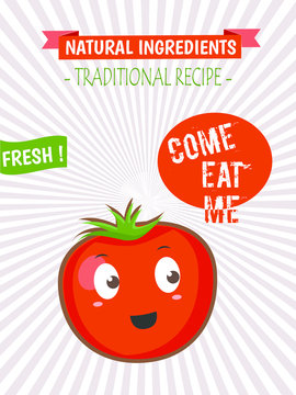 Organic Farm Fresh Tomatoes Creative Food Market Vector Design. Poster. Illustration. Isolated.