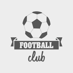 Football or soccer club logo template with ball on white background