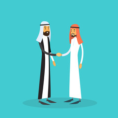 Two Arab Businessman Hand Shake, Muslim Business Man Handshake Agreement Concept