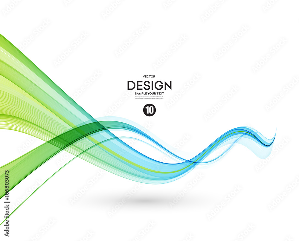 Poster abstract blue color wave design element. blue and green wave