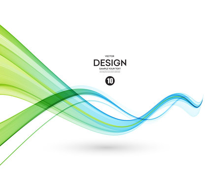 Abstract blue color wave design element. Blue and green  wave