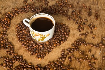 Vintage cup of black coffee