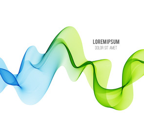 Abstract blue color wave design element. Blue and green  wave