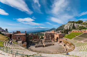 Griechisch-römisches Theater in Taormina; Sizilien; Italien