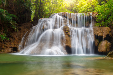 Fototapeta na wymiar Huai Mae Khamin waterfall in deep forest, Thailand