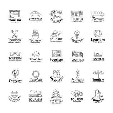 Summer Icons Set-Isolated On Gray Background.Vector Illustration,Graphic Design.Vacation Signs.For Web,Websites,Print,Presentation Templates, Mobile Applications And Promotional Materials.Thin Line