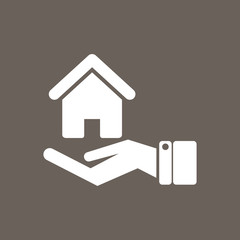 Fototapeta na wymiar Safe Home, Secure Home, Protected Home, Home Insurance Icon on Dark Gray Color. Eps-10. 