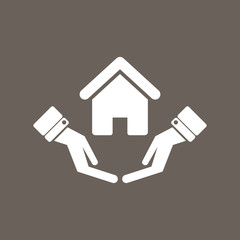 Safe Home, Secure Home, Protected Home, Home Insurance  Icon on Dark Gray Color. Eps-10. 