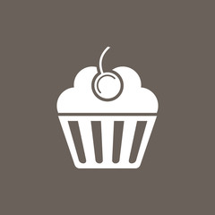 Cup Cake Or Muffins Icon on Dark Gray Color. Eps-10.