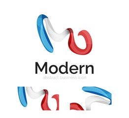 Vector abstract ribbon logo with business card identity design