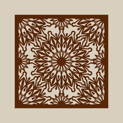 Floral ornament. The template pattern for decorative panel. A picture suitable for printing, engraving, laser cutting paper, wood, metal, stencil manufacturing. Vector. Easy to edit