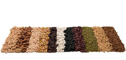 Mixture of dried lentils, peas, soybeans, beans
