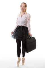 business ballerina with briefcase