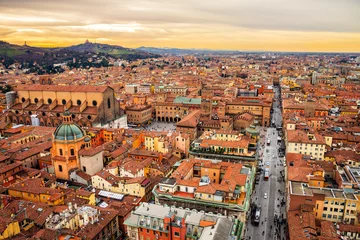 Papier Peint photo Photo aérienne Aerial view of Bologna, Italy at sunset