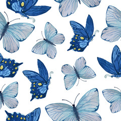 Watercolor seamless pattern with butterflies. Vector background with butterflies for your design. - 106807482