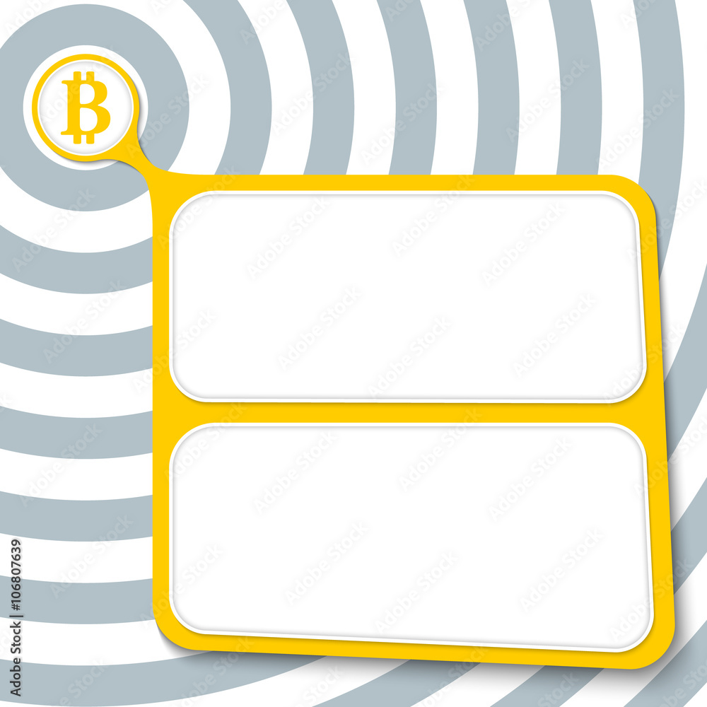 Poster abstract yellow box for your text and bit coin symbol