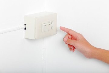 hand close to electric-switch