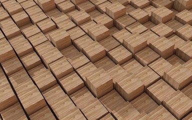 Fototapeta premium 3d rendering of wood cubic random level background.