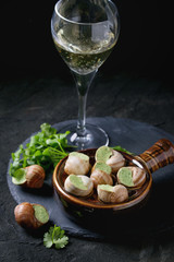 Uncooked Escargots de Bourgogne snails