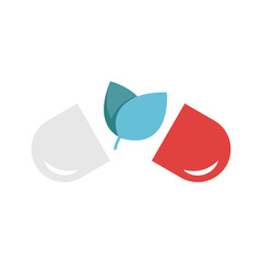 Flat Icon Natural pills. Alternative medicine icon