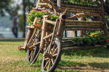 Flower outdoor Gardening ideas with bamboo bike