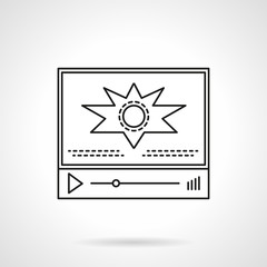 Video blog player flat line vector icon