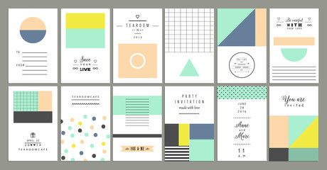 Collection of universal cards. Templates with geometric shapes