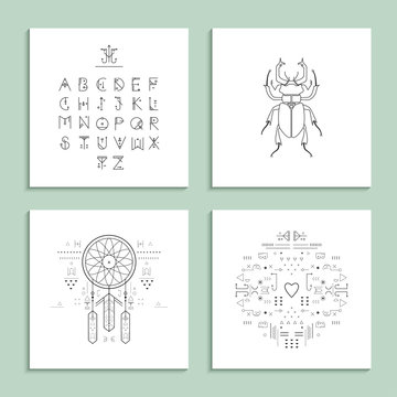 Collection of trendy cards with unusual geometric elements. 
