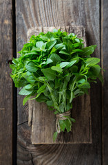 Fresh basil and oregano on Boards