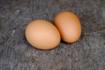 closeup two brown chicken eggs