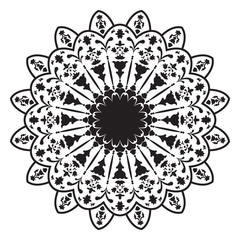 Black and white circular pattern or mandala