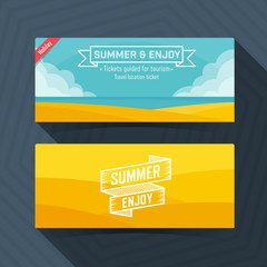 Obraz premium Summer and Enjoy template, Ticket card design element.