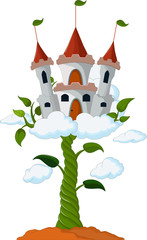Bean sprout with castle in the clouds cartoon