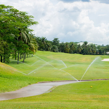 Watering in golf course