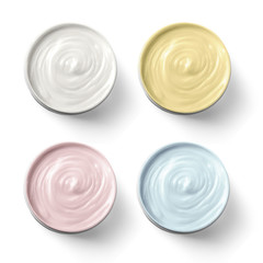 Set of 4 different cosmetics cream