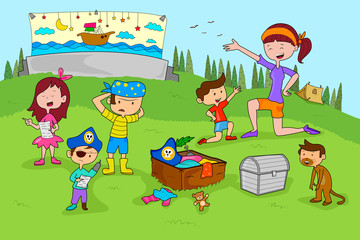 Children enjoying summer camp activities