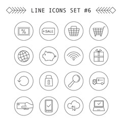 Fototapeta premium Sale and shopping linear icons