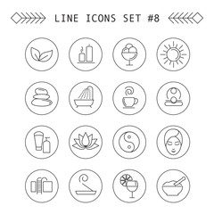 Spa and leisure linear icons