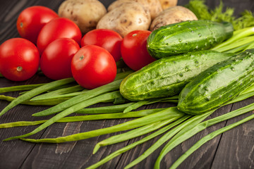 vegetables on wooden rustic background