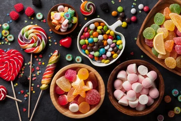 Keuken foto achterwand Snoepjes Kleurrijke snoepjes, gelei en marmelade