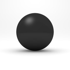 Black sphere on white background. 3D render.
