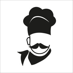 Chef icon with hat and big mustache