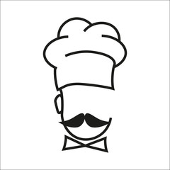 Chef icon with hat and big mustache