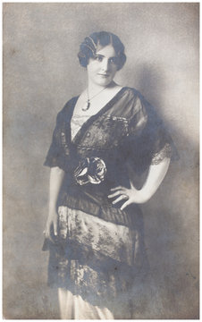Vintage  photo portrait of young woman