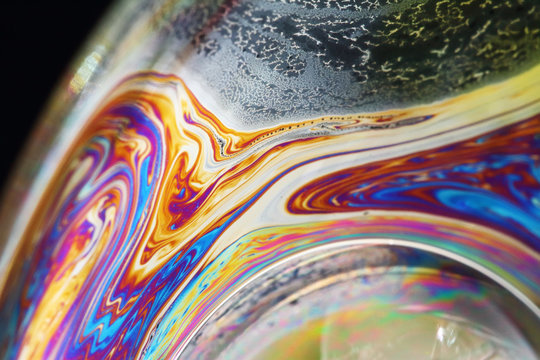 Blurred color and close up photograph of a bubble style