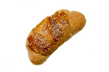 Salted croissant on a white background seen from above