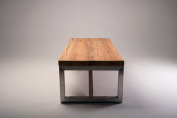 modern wooden table studio shot on white background